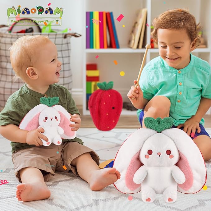 MIAODAM Strawberry Bunny Plush Toy-Soft Huggable Stuffed Animal for Babies, Kids & Collectors, Birthday Present & Nursery Decor 7inch