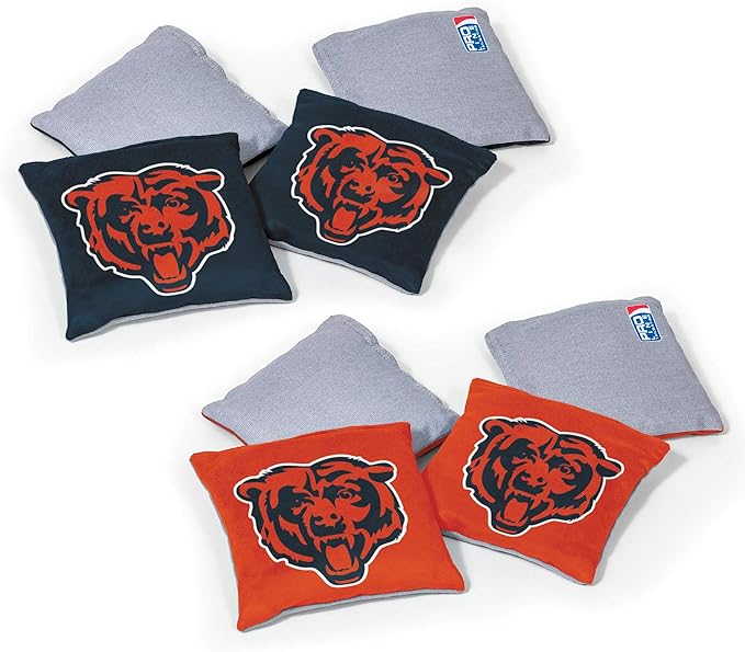 NFL Pro Football Dual Sided Bean Bags by Wild Sports, 8 Count, Premium Toss Bags for Cornhole Set - Great for Tailgates, Outdoors, Backyard