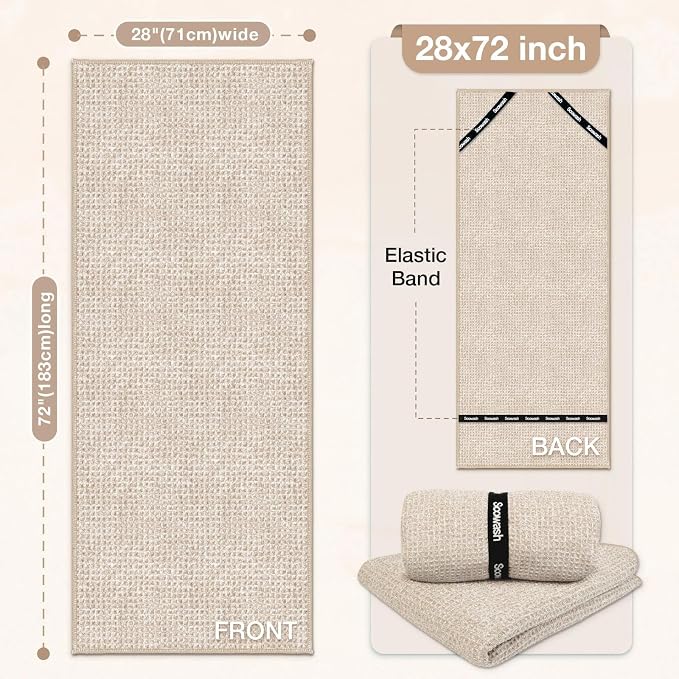 Hot Yoga Towel,Microfiber Yoga Mat Towels Non Slip for Hot Yoga Absorbent Microfiber Sweat Anti-Slip Cover,Bikram,Pilates,Exercise,Fitness 28 inch X 72 inch Beige 2 Pack