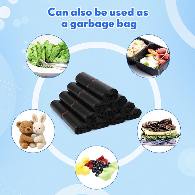 1000 Pcs Sanitary Napkin Disposal Bags with Handles, Sanitary Disposal Bag 10.2 x 7.1inch, Black Trash Bags Women Personal Waste Bag for Tampons, Pads, Liners (Black)
