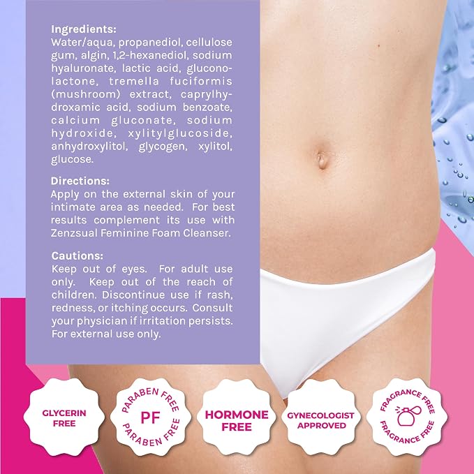 ZENZSUAL Vaginal Moisturizer Gel – Water-Based, pH Balanced with Hyaluronic Acid – Hydrating Feminine Gel for Intimate Dryness and Daily Comfort – Menopause & Postpartum Support – 3 Fl Oz (89 mL)