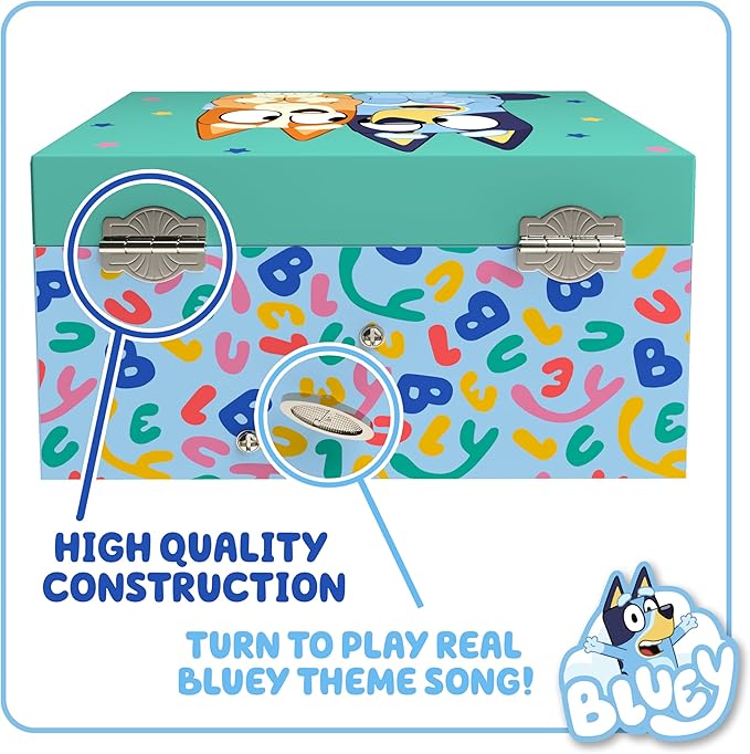 Bluey & Bingo Jewelry Box for Girls - Musical Jewelry Box with Spinning Figurine, Bluey & Bingo Toys for Kids Ages 3-5 - Plays Bluey Theme Song - 6 x 4.7 x 3.5 in