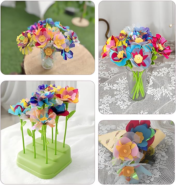 Toys for 4 5 6 7 8 12 Year Old Girl Birthday Gift Ideas, DIY Flower Bouquet Arts and Crafts Supplies Kit for Kids Learning Activities Ages 4-8-12, Summer Toys Set Toddler (Accessories)