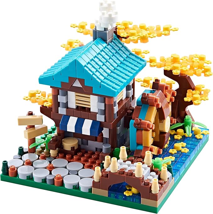 Four Seasons Flower House Plant Series 4 Miniature Building Blocks Set, Creative Tree House Flower and Plant Model DIY Gifts for Girls, Kids and Adults