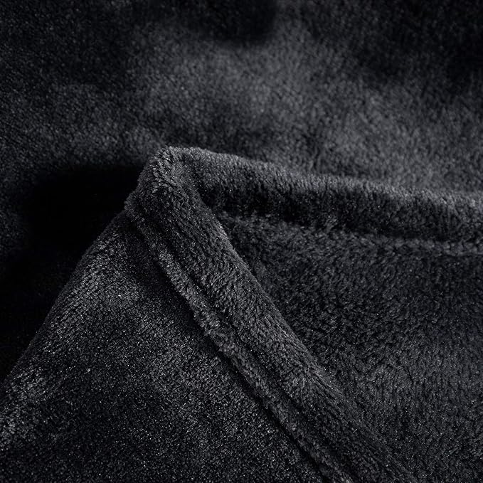 TASTHROW Large Flannel Fleece Throw Blanket, 60×80 Inch - Cozy Lightweight Thick Blanket - All Seasons Suitable for Women, Men and Kids (Black)