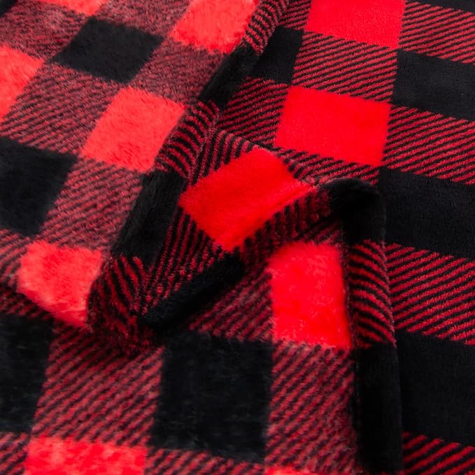BEDELITE Plaid Fleece Throw Blanket, Red & Black Buffalo 50x60 Throw | 100% Polyester Microfibe, Soft Cozy, Lightweight Warm, Classic Buffalo Plaid, Room Decor, Machine Washable, for Couch Bed
