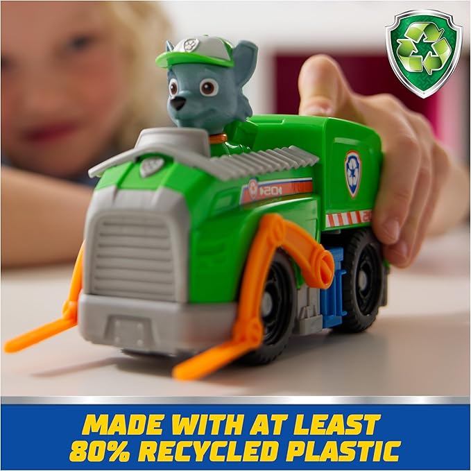 Paw Patrol, Rocky’s Recycle Truck, Toy Vehicle with Collectible Action Figure, Sustainably Minded Kids Toys for Boys & Girls Ages 3 and Up