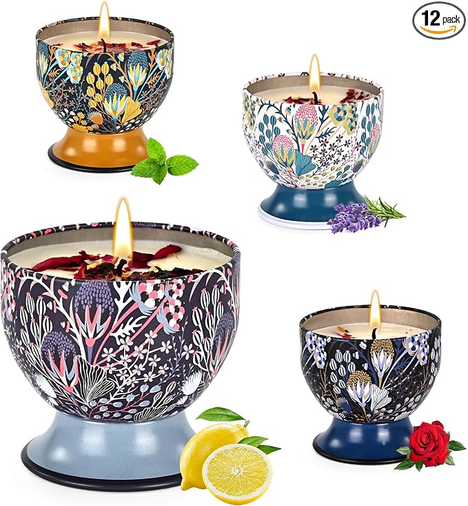 Aromatherapy Candle Gift Set (4-Pack),Aromatherapy Candles, Non-Toxic Aromatherapy Candles,Natural Soy Candles,Eco-Friendly Candles,Portable Travel Jar Candles,Birthday Gifts,Gifts for Women/Men