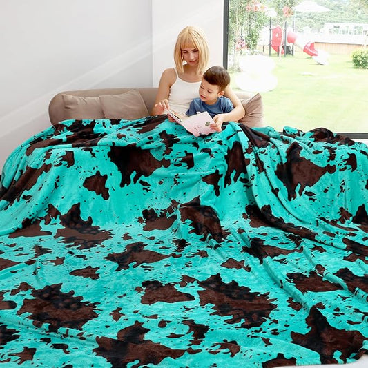 Oversized King Size Fleece Blanket Turquosie 90"x108" Lightweight Soft Cozy Teal Blue Decorative Flannel King Blanket for Bed Couch All Seasons