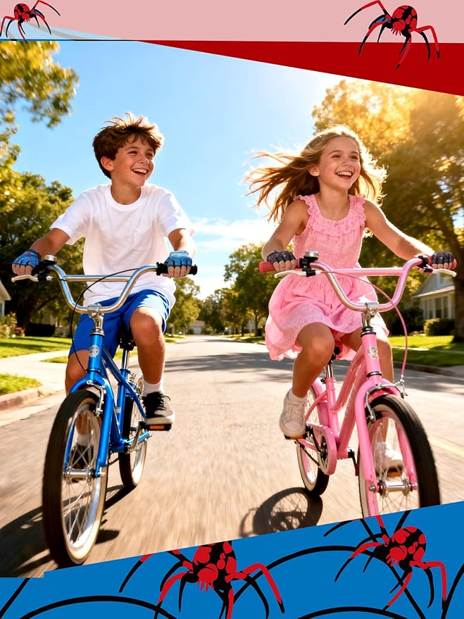 Boao 3 Pairs Kids Half Finger Bike Gloves Non-Slip Breathable Adjustable Birthday Gift for Boys Girls for Bike Workout