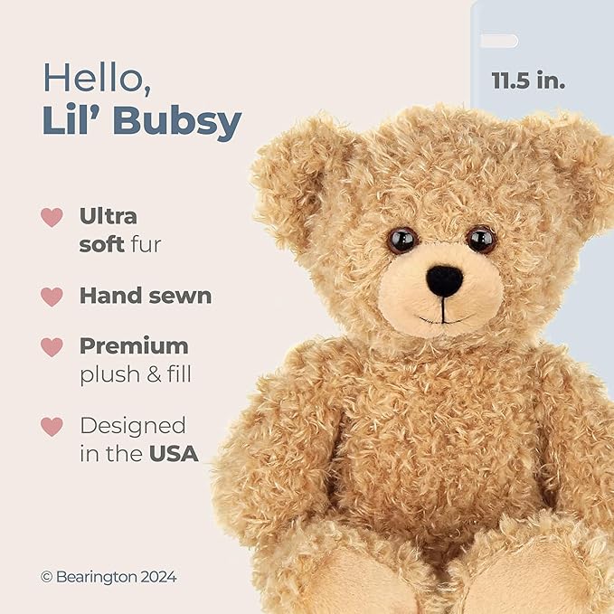 Bearington Lil' Bubsy Brown Plush Teddy Bear Stuffed Animal, 11.5 Inch - Stuffed Teddy Bear