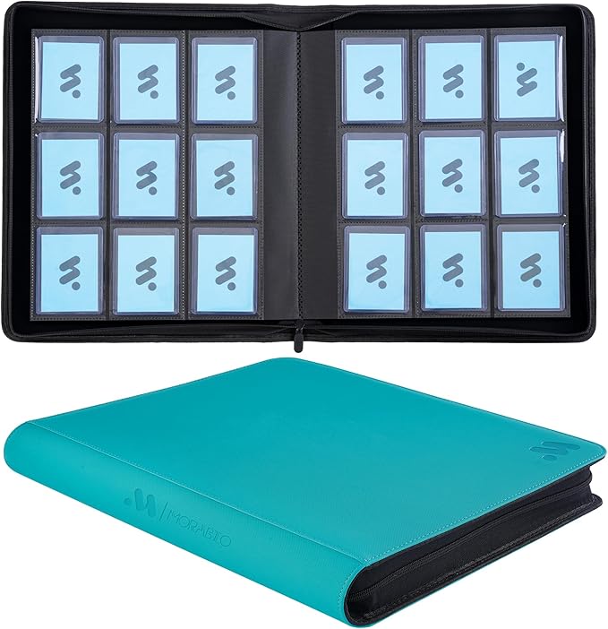 Top Loader Binder, Holds 324 Top Loaders,9 Pocket Top Loader Binders for 3" x 4" Rigid Cards,Top Loader Card Binder for Hard Plastic Top Loaders -Turquoise