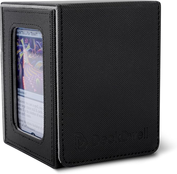 Commander deck box with window Fits 100 Double Sleeved Cards, One‑Piece Design, 4 N52 Magnets, PU Leather & Microfiber Lining,deck box mtg with 2 Dividers