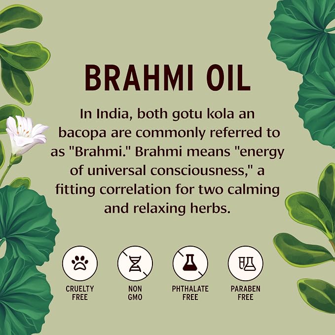 Banyan Botanicals Brahmi Oil in Coconut Base – Organic Ayurvedic Massage Oil with Gotu Kola and Bacopa ­­– Calming Massage Oil for Focus & Relaxation – 30 oz – Non GMO Sustainably Sourced Abhyanga Oil
