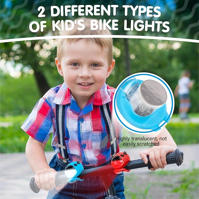 2 Pack Kid Bike Light, for Kids Scooter, Waterproof with 3 Light Modes for Kids Scooter or Bycycle