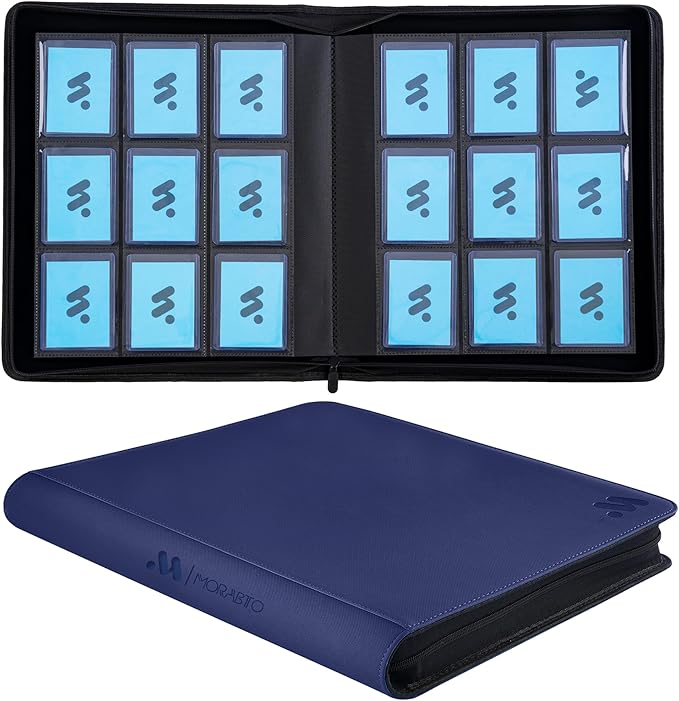 Top Loader Binder, Holds 324 Top Loaders,9 Pocket Top Loader Binders for 3" x 4" Rigid Cards,Top Loader Card Binder for Hard Plastic Top Loader -Blue