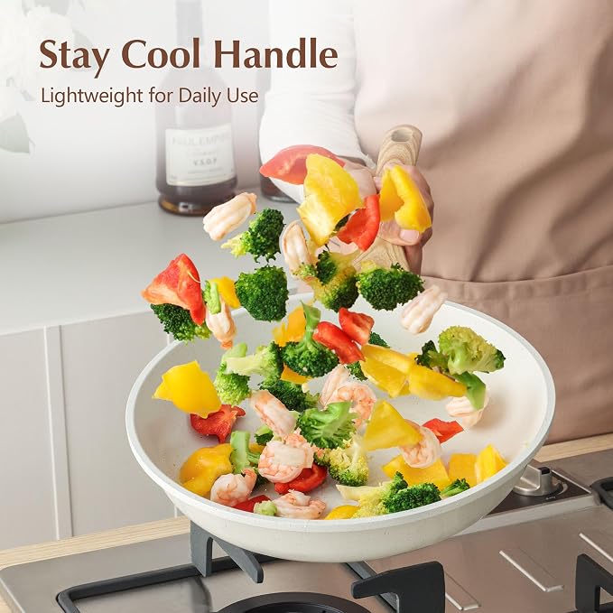 SENSARTE 10Inch Nonstick Ceramic Frying Pan with Lid, PFAS/PTFE/PFOA Free | Ceramic Omelette Pan Skillet, Healthy Non-toxic Chef's Pan, Induction Compatible Pan, Heat Resistant Handle