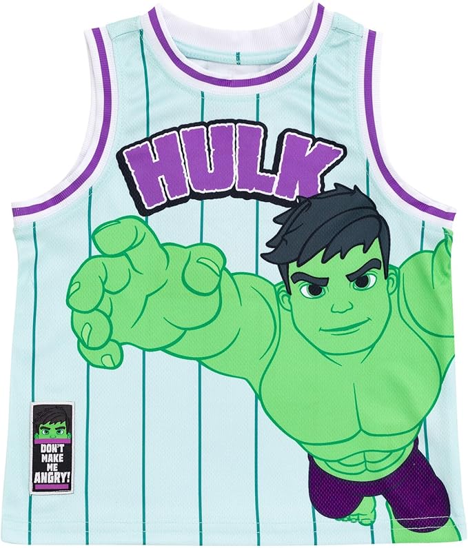 Marvel Spider-Man Miles Morales Hulk Mesh Jersey Tank Top Shirt and Basketball Shorts Toddler to Big Kid Sizes (2T - 18-20)