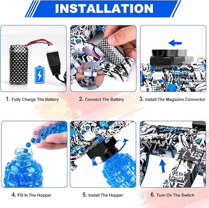 Anstoy Gel Ball Blaster Blue – Automatic Orby Gel Gun with High Power Shooting, Ideal for Outdoor Battles, Team Games & Christmas, Halloween, Birthdays Gifts for Ages 14+