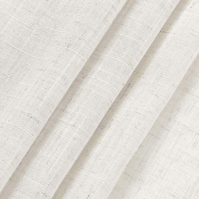 Extra Long Beige White Linen Curtains 126 Inch for Living Room 2 Panels Set Rod Pocket Back Tab Light Filtering Semi Sheer Soft Linen Window Curtain Privacy High Ceiling Drapes for Farmhouse 52x126