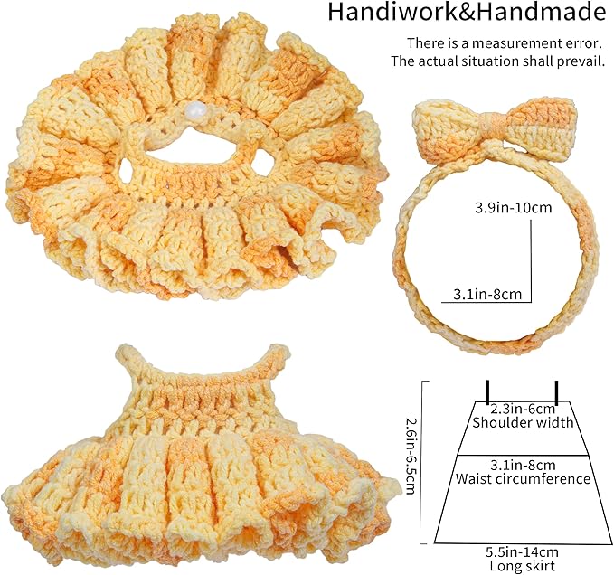 17cm Doll Clothes Handmade - Cute Stylish Styles Clothes for Dolls, Handcrafted Accessories for Doll Pendant, Gift (Yellow)