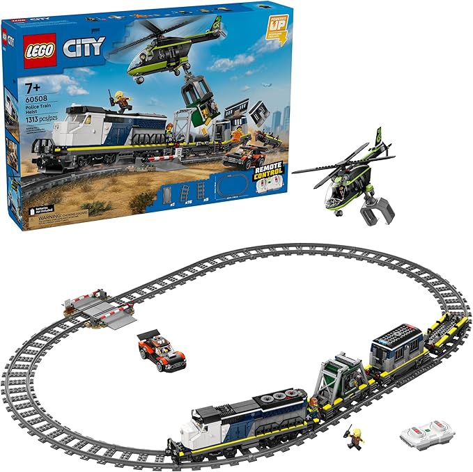 LEGO City Police Train Heist Building Toy - Train Set with Police Car Toy for Boys & Girls, Ages 7+ - Pretend Play Set for Kids - Gifts for Birthdays - 60508