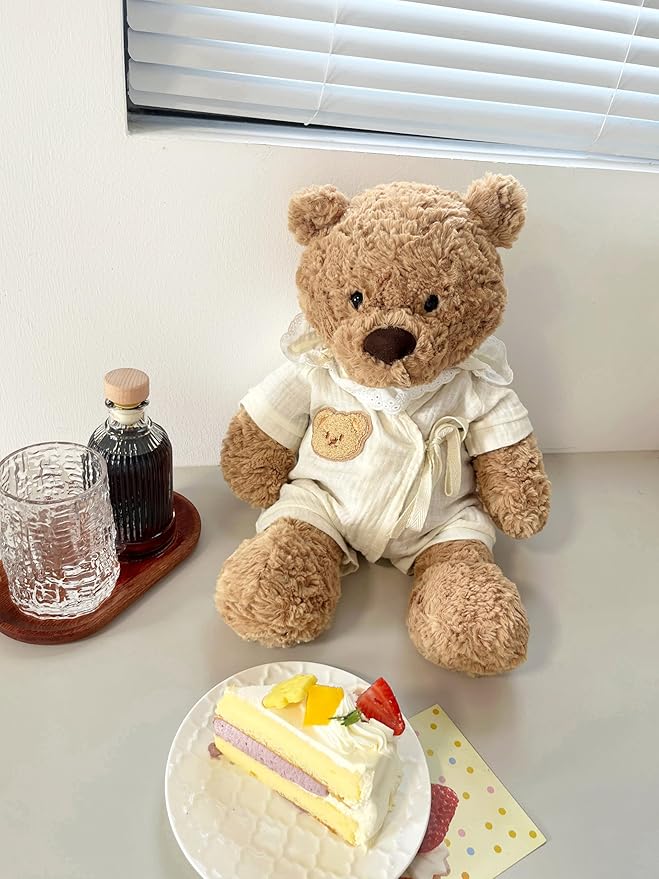 3pc Cute Doll Clothes Set for Bunny and Bumbly Bear,Stuffed Animal Outfits Fits,9-12Inch Teddy Bear Clothes, Clothes only Without Doll.(3pc Includes 1 Doll hat, 1 bib,1 Jumpsuit)