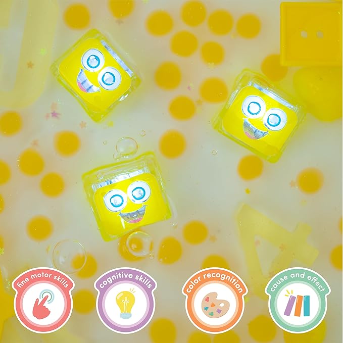 Glo Pals Water-Activated Bath Toy with 6 Reusable Light-Up Cubes for Sensory Play (Alex)