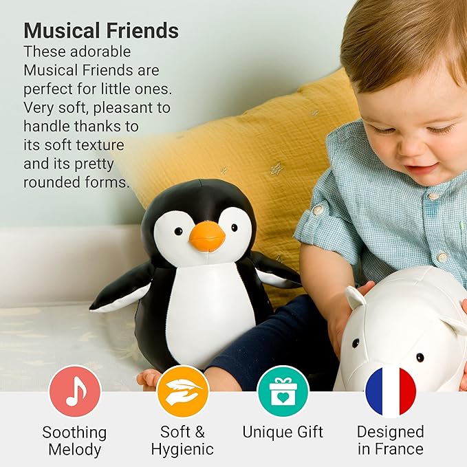 Little Big Friends Musical Baby Toy – Soft Plush Pull-String Cord Classical Toy for Baby & Toddlers | Soothing Stuffed Cuddly Animal Gift | Martin The Penguin