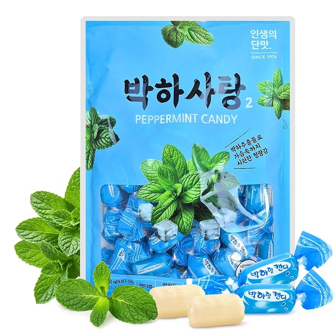 COELO Peppermint Candy 9.87oz (280g) | Korea Traditional Mint Flavor Hard Candy | After Meal Office Pantry Travel Camping Party | Sharable Size On-The-Go K-Food Individually Wrapped Korean Snack 박하사탕