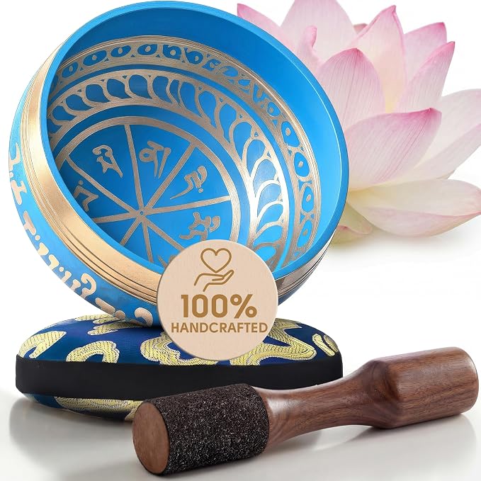 Silent Mind Tibetan Singing Bowl Set – Easy to Play & Beginner Friendly Meditation Bowl with Cushion & Mallet | Stress Relief & Mindfulness | Gift-Ready
