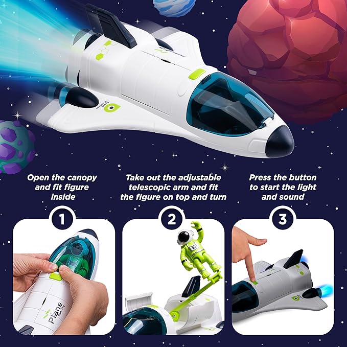[Upgraded Set] Space Toys for Kids 3 4 5 6 7 8, Space Shuttle with Rocket Ship Toys - 4 Astronauts, Station, & Rover, Spaceship Toy, Rocketship Solar System Playset