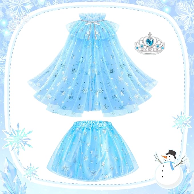 Kids Dress Up Clothes for Little Girls, Toddler Dress Up Costumes Tutu Princess Cape Crown Glove, Wing, Headband Pretend Play Princess Toys Gift for Girls 3 4 5 6