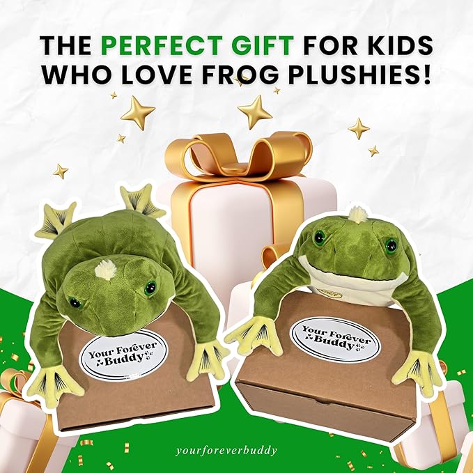 25" Frog Plush Toy – Large Soft Frog for Kids – Huggable Stuffed Animal Gift – ASTM Certified – Spot Clean Only