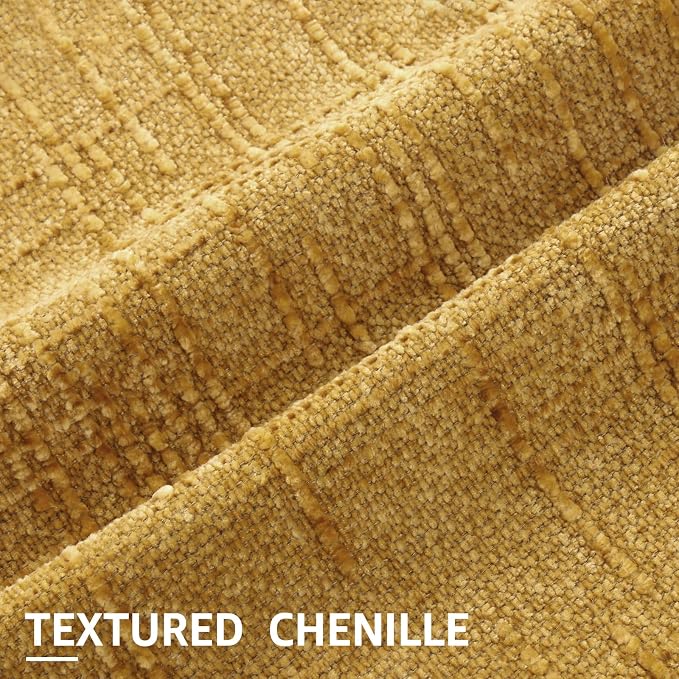 decorUhome Textured Chenille Throw Pillow Covers 24x24 Set of 2 Yellow | Fall Modern Farmhouse Soft Cozy Slubby Couch Pillow Cases Boho Decorative Pillow Cases for Bed Sofa Living Room Home Decor