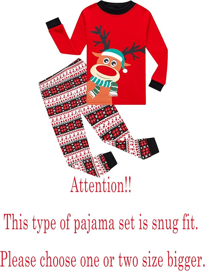 Family Feeling Kids & Toddler Girls Boys Pajamas 2 Piece Pjs Set 100% Cotton Sleepwear