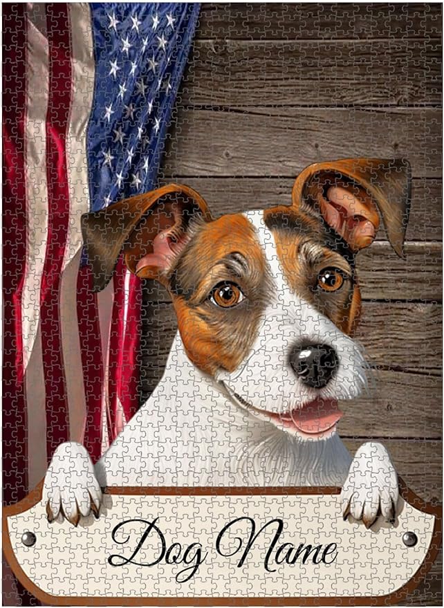 Custom Wooden Jigsaw Puzzles with Your Dog's Name on Jack Russell Terrier Art Print - 300 500 1000PCS Puzzles Game and Home Wall Decor