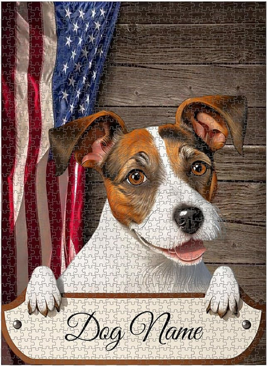 Custom Wooden Jigsaw Puzzles with Your Dog's Name on Jack Russell Terrier Art Print - 300 500 1000PCS Puzzles Game and Home Wall Decor
