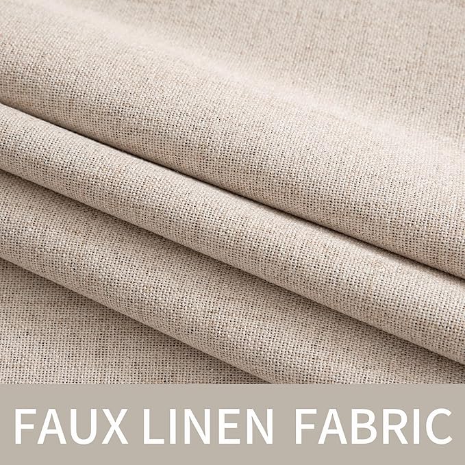MIULEE 100% Blackout Textured Curtains for Bedroom Solid Thermal Insulated Natural Beige Grommet Room Darkening Curtains & Drapes Luxury Decor for Living Room 52 x 94 Inch (2 Panels)