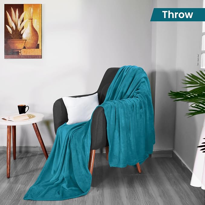 Utopia Bedding Soft Fleece Bed Blanket Throw Size Turquoise (50x60 Inch) | Microfiber Plush Warm Lightweight Breathable Cozy Blanket Anti-Static, All Season Use, Gift for Women and Men