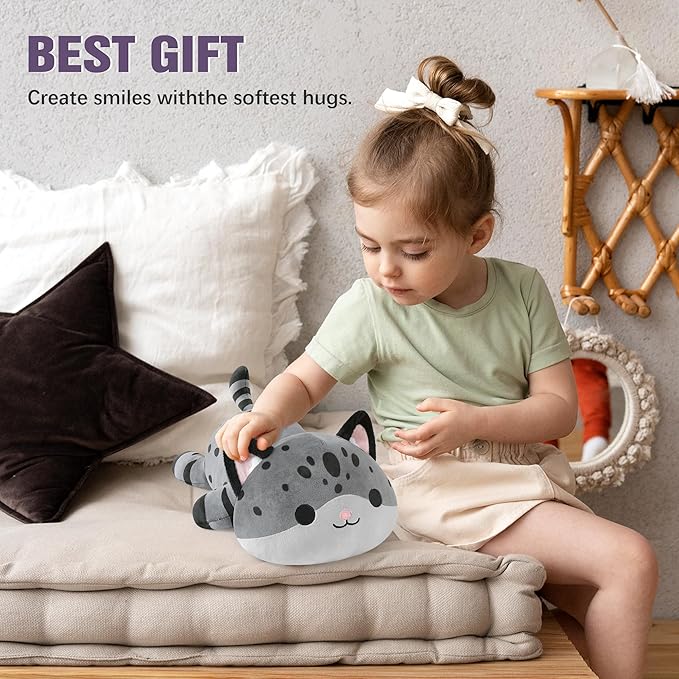 Onsoyours Original Weighted Panther Cat Plush, Cute 9.8"|1.0 lbs Hugging Black Leopard Kitty Weighted Stuffed Animal, Soft Collectible Gift for Kids & Adults