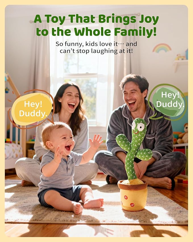 Baby Toys 0-6 3-6 6-12 12-18 Months Dancing Talking Cactus, Toddler Boys Girls Gifts for 2 3 4 5 6 7 8 9 10 Month Old Baby Toys for 1 Year Old Boy Girl