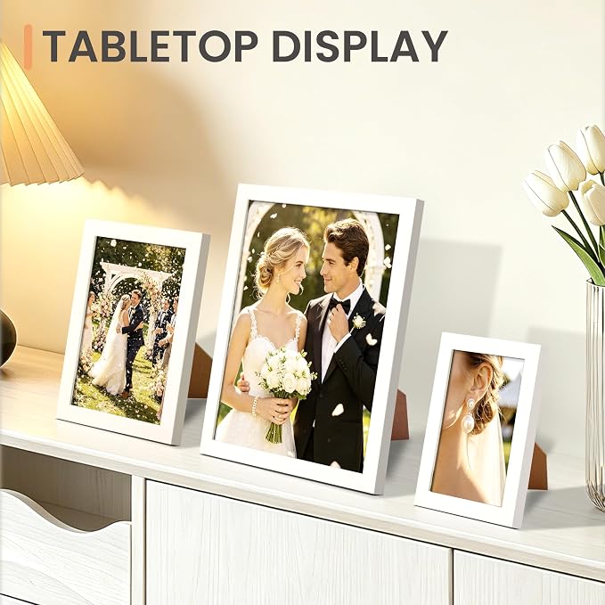 upsimples 10 Pack Picture Frames Collage Wall Decor for Mounting or Tabletop Display, Photo Gallery Frame Set for Family, Multi Sizes Including 8x10, 5x7, 4x6, White | Multi Picture Frames Collage Wall Decor, Gallery Wall Frame Set, Gift For Christmas,...