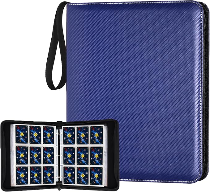 Trading Card Binder, 900 Pockets Card Binder, 9-Poccket Sided Pocket Sports Card Binder, Premium Card Binders Compatible with MTG, TCG, Baseball Cards(Carbon Dark blue)