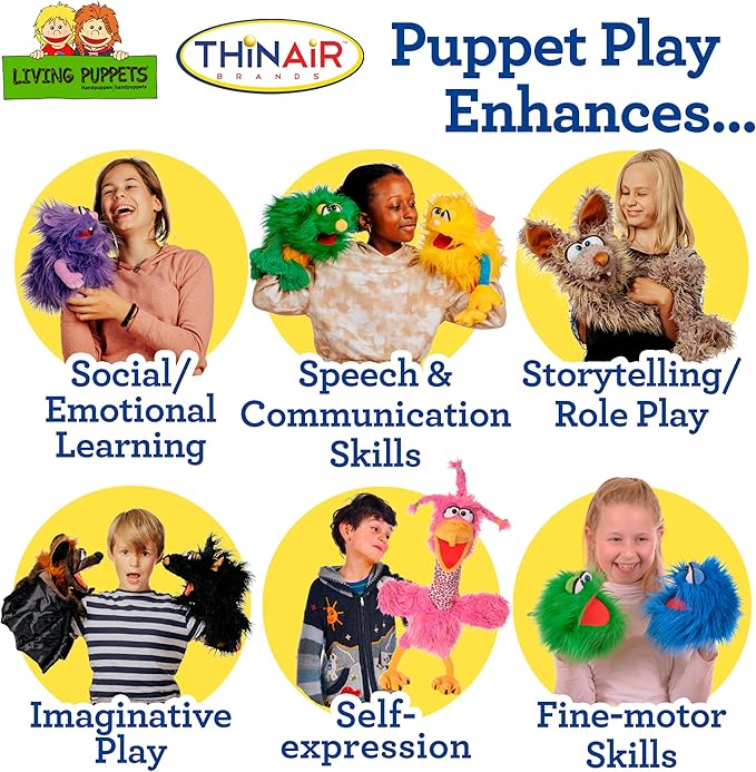 Living Puppets - Fred The 17-Inch Rabbit, Plush Hand Puppet for Boys and Girls