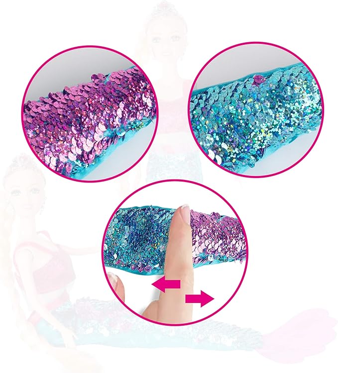 Mermaid Princess Doll with Little Mermaid and Pink Dolphin Playset, Blonde Hair Mermaid Toys with Accessories, Gift for 3 to 7 Year Old Girls