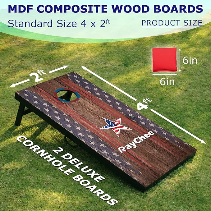 Cornhole Sets, 3'x 2'/ 4'x 2' Vintage Cornhole Game Set, Regulation Size Cornhole Boards, Corn Holes Outdoor Toss Game Competitions, w/ 8 Bean Bags for Adults, Family, Lawn, Beach, Outside Activities