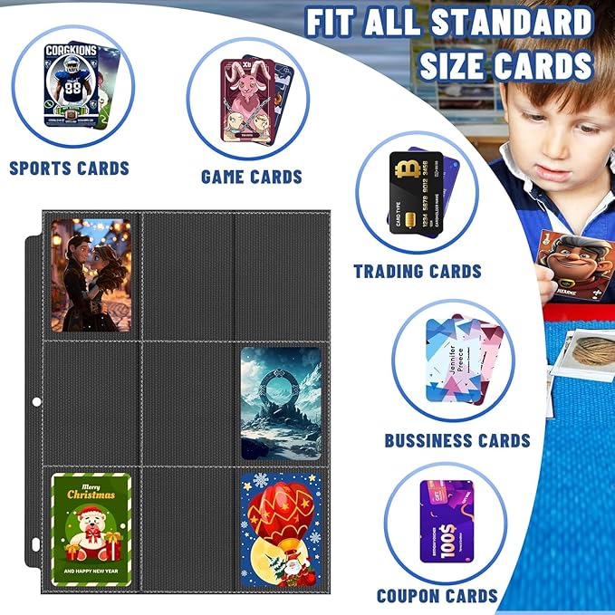 3600 Pockets Trading Card Binder Sleeves, Baseball Card Sleeves Fit for Standard Size Sport Cards, Baseball Card Holder for 3 Ring Binder