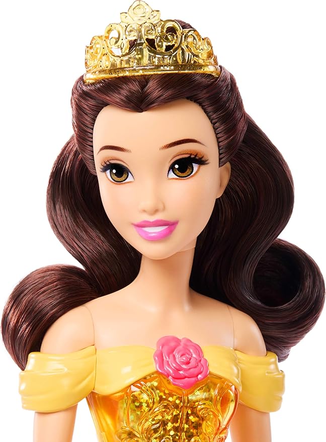 Mattel Disney Princess Belle Doll in Sparkling Fashion with Removable Skirt, Tiara and Shoes, Posable & Collectible, Inspired by Beauty & the Beast