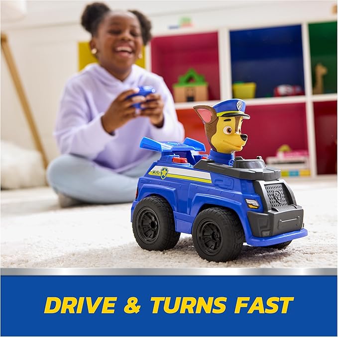 Paw Patrol Chase RC Action Cruiser, Remote Control Car with LED Lights & Easy-Steer Controller, Pretend Play Kids Toys for Boys & Girls Ages 3 and Up